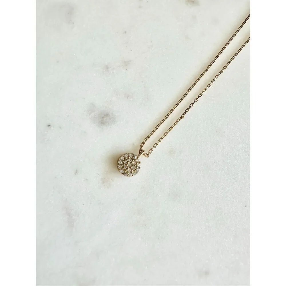 Delicate cubic zirconia gold color pendant necklace